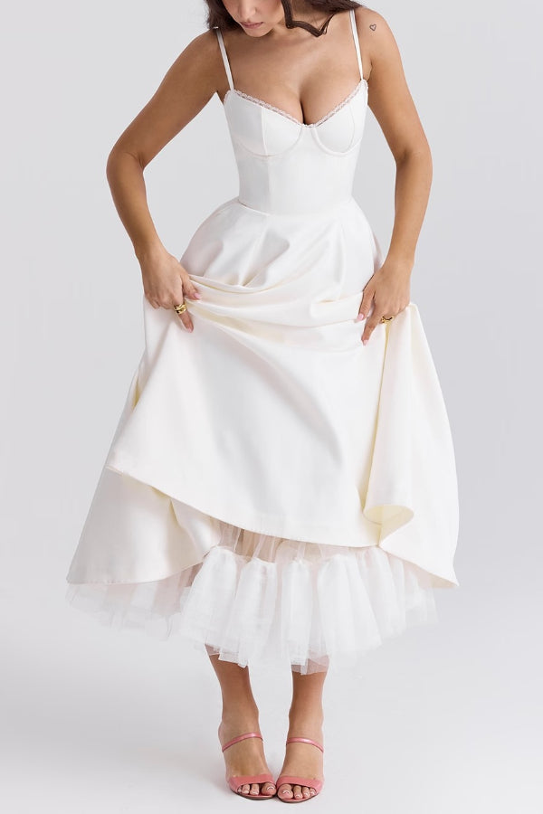 Lorraine® | Strapless V-neck sleeveless tutu maxi dress