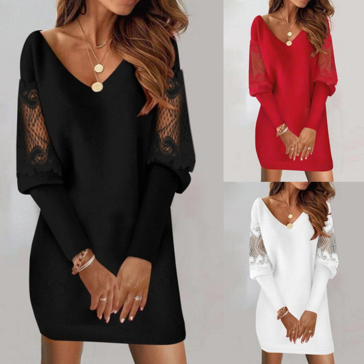 Nelly® | Patchwork Dress With Long Sleeves And V-Neck