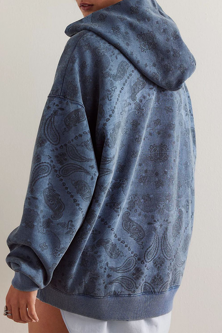 Henriette | Casual Street Flowers hoodie with snakeskin print and leopard pockets