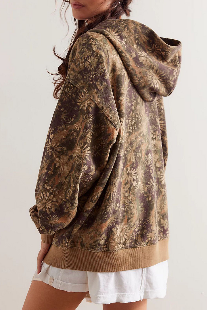 Henriette | Casual Street Flowers hoodie with snakeskin print and leopard pockets