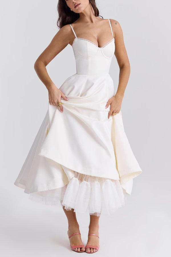 Lorraine® | Strapless V-neck sleeveless tutu maxi dress