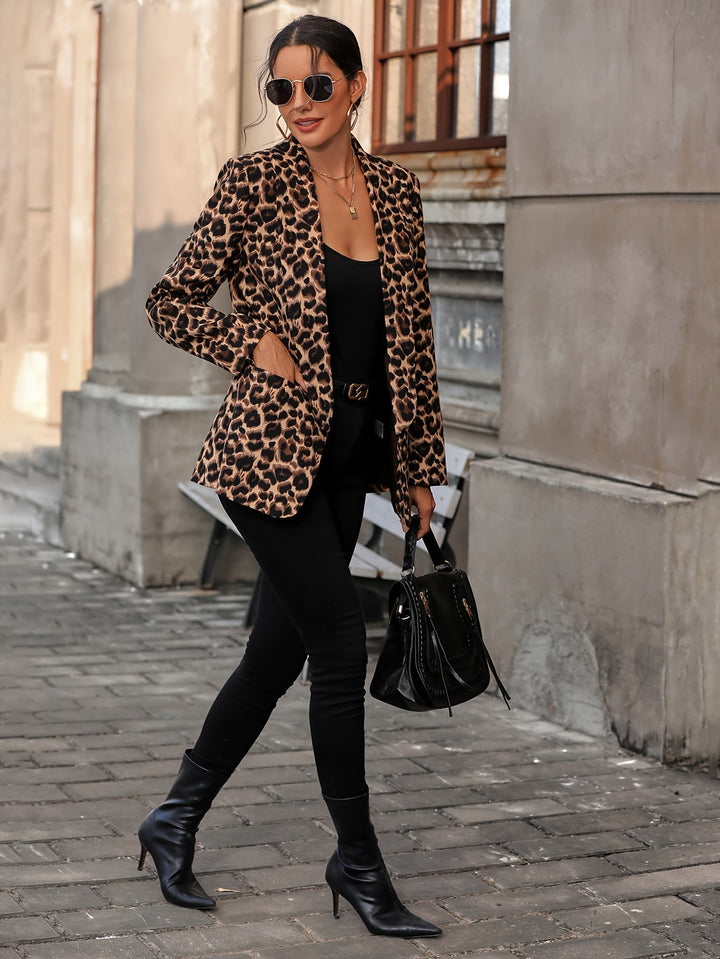 Arely® | Elegant Business Long Blazer With Leopard Print For All Seasons