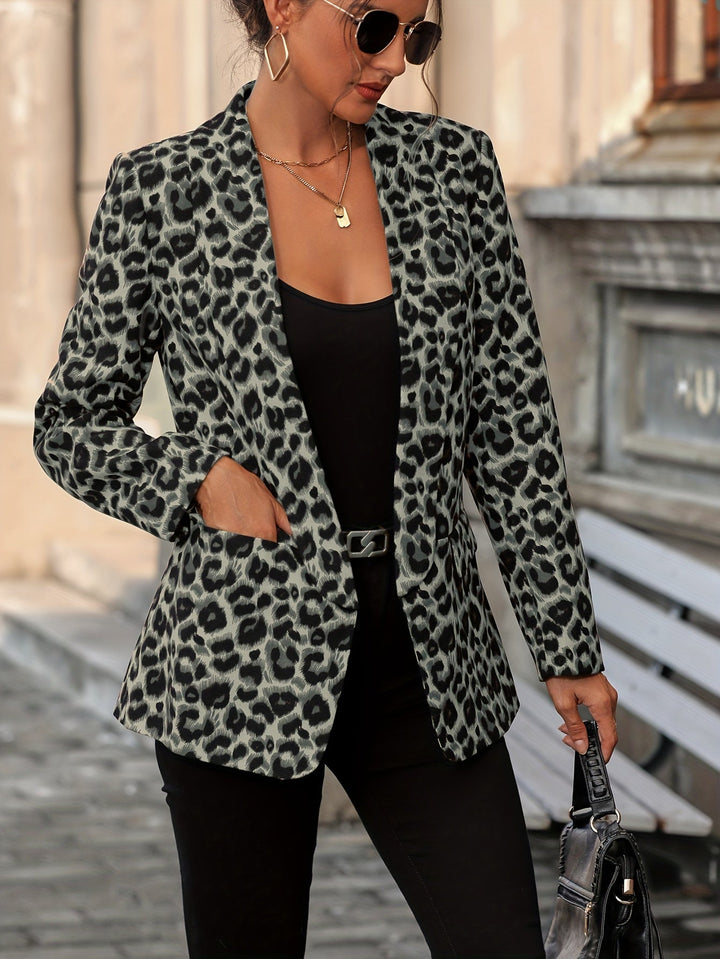 Arely® | Elegant Business Long Blazer With Leopard Print For All Seasons