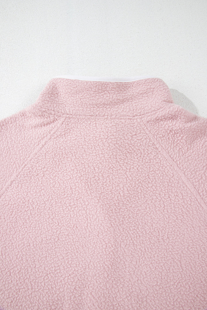 Natalia | Long-sleeved sweatshirt with a half-length snap fastening and side slit pockets