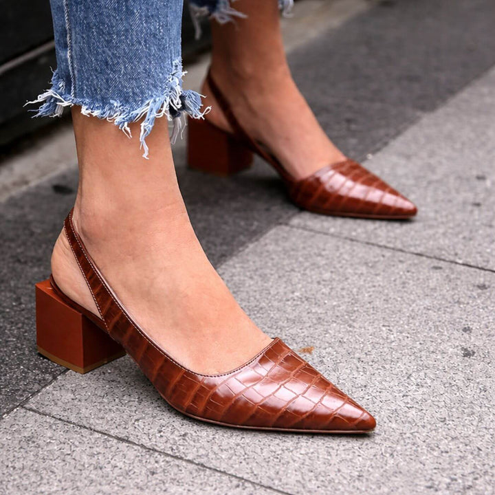 Bella™| Pointed Toe Slingback Low Heels