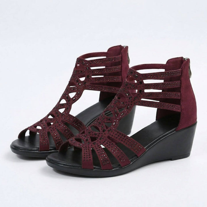 Celeste™| Comfortable Rhinestone Cutout Wedge Sandals