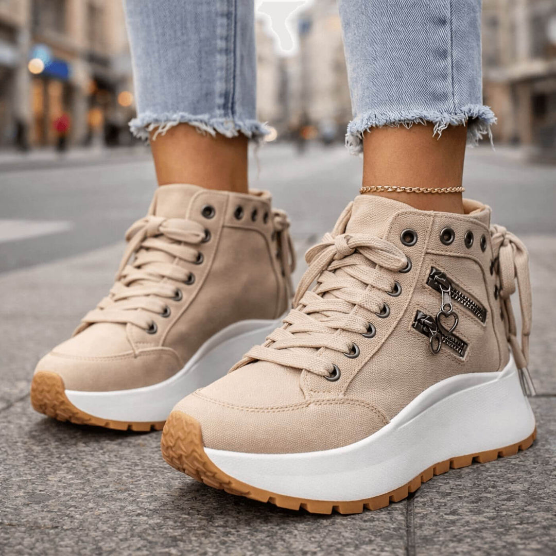 Daniela™| High Top Platform Sneakers with Zipper