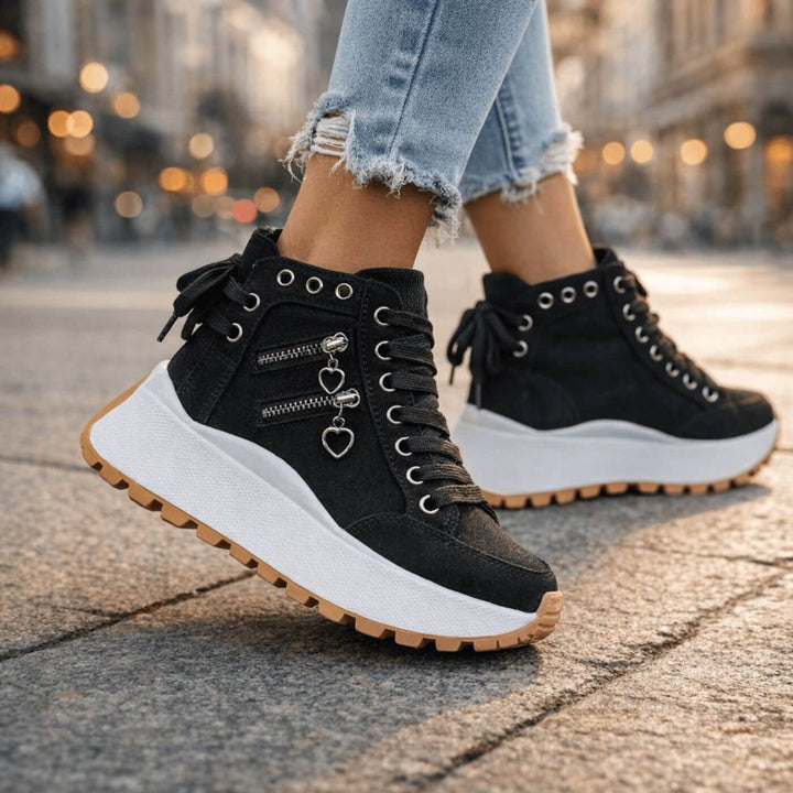 Daniela™| High Top Platform Sneakers with Zipper