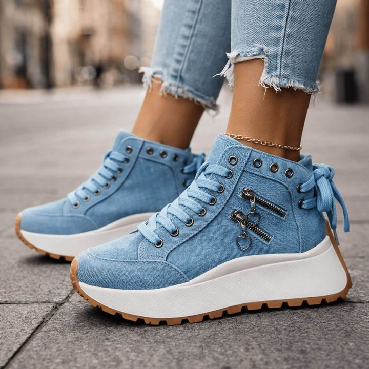 Daniela™| High Top Platform Sneakers with Zipper