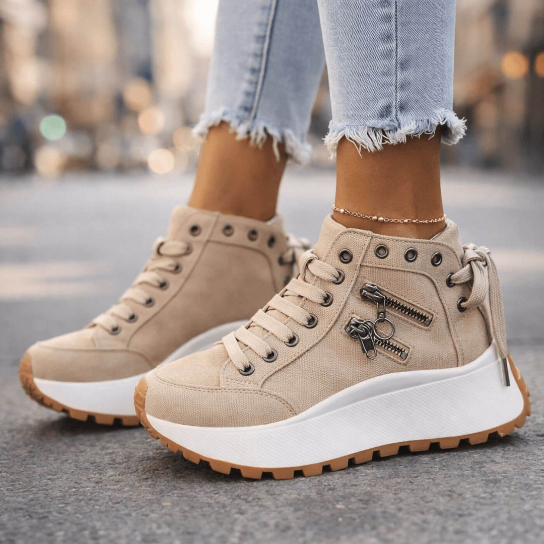 Daniela™| High Top Platform Sneakers with Zipper