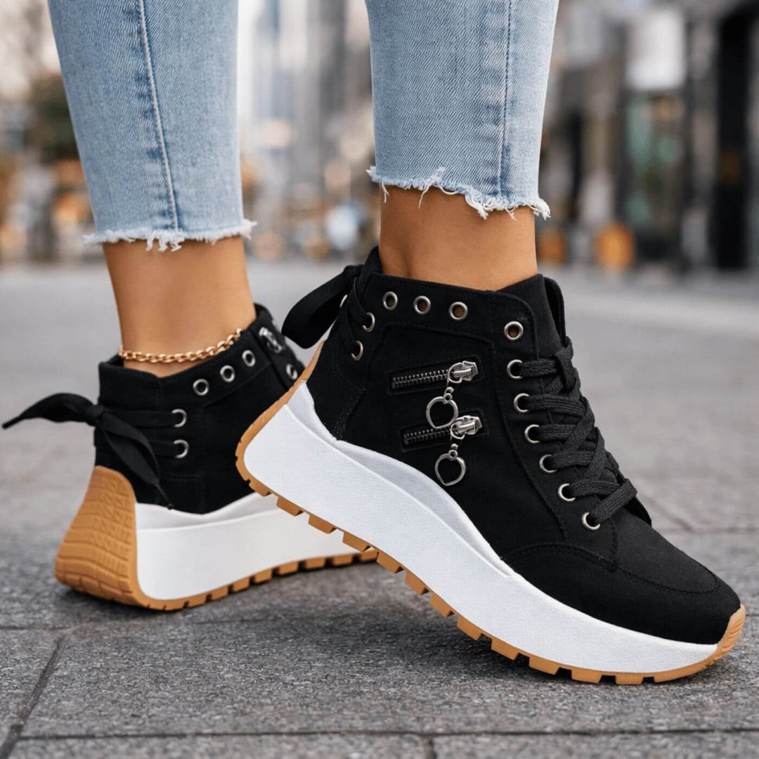 Daniela™| High Top Platform Sneakers with Zipper