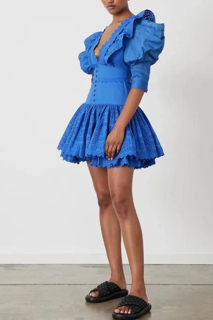 Rosalía® | Backless Mini Dress With Ruffles And A Plunging Neckline