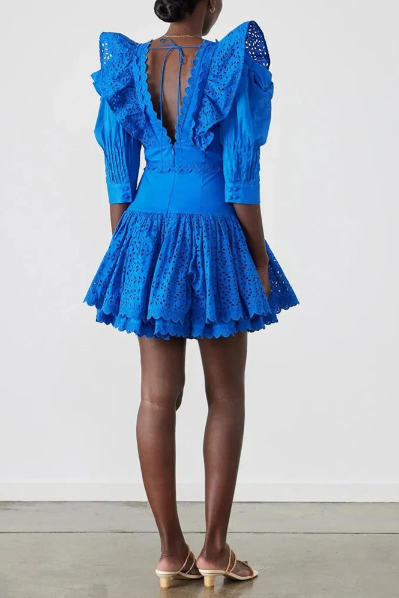 Rosalía® | Backless Mini Dress With Ruffles And A Plunging Neckline