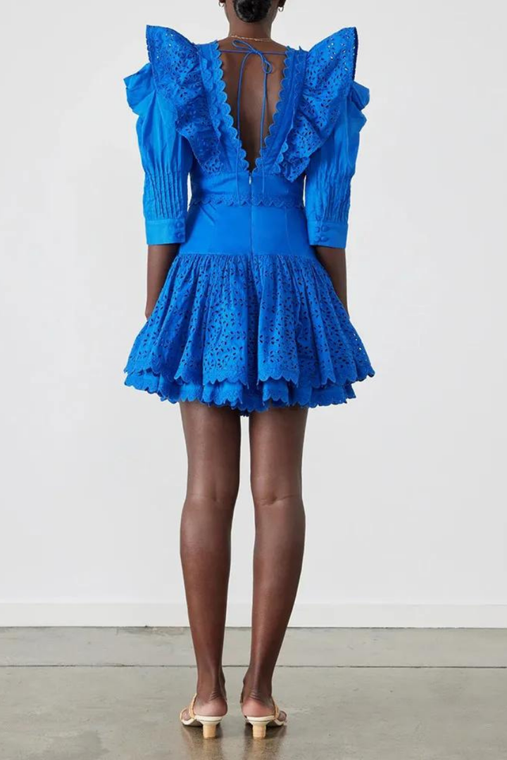 Rosalía® | Backless Mini Dress With Ruffles And A Plunging Neckline