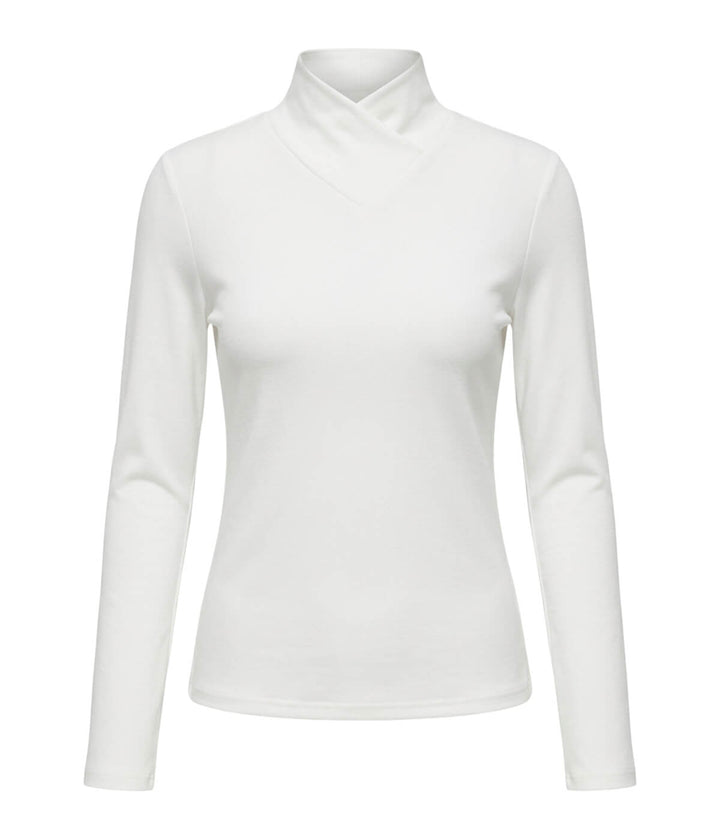 Elara® | Elegant Crossed Mock Neck Long Sleeve Top