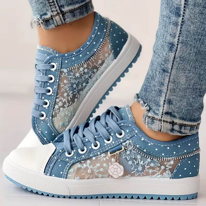 Ivy™| Breathable Lace Up Floral Mesh Sneakers