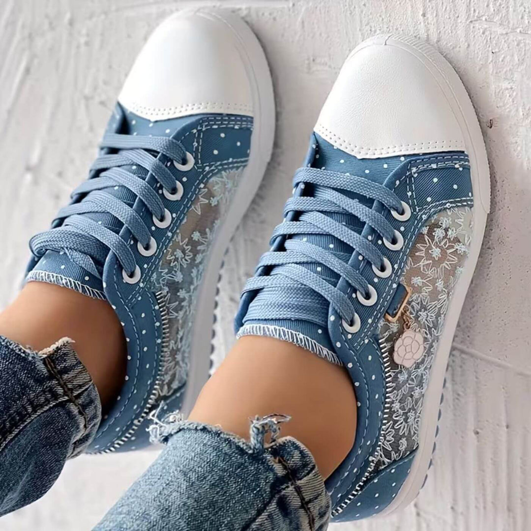 Ivy™| Breathable Lace Up Floral Mesh Sneakers