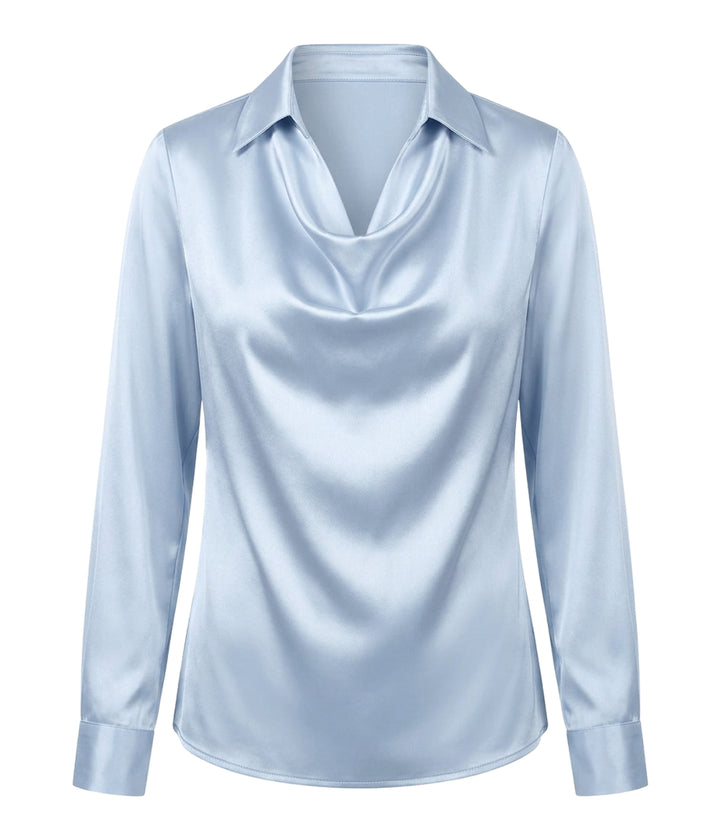 Karol® | Women'S Blouse With Chic Waterfall Neckline And Long Sleeves