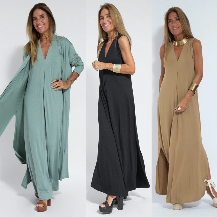 Yazmín® | Long Slimming Dress And Vest Set
