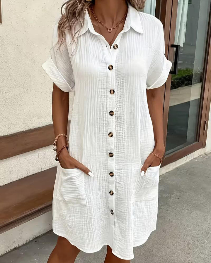 Laura™| Casual Button Down Summer Shirt Dress