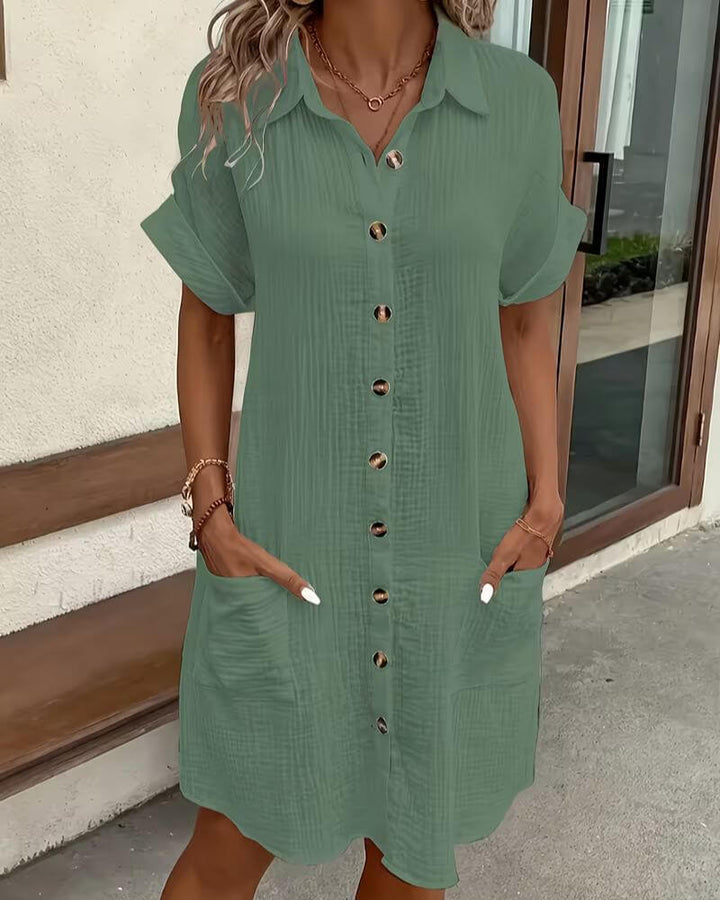 Laura™| Casual Button Down Summer Shirt Dress
