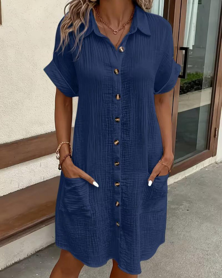 Laura™| Casual Button Down Summer Shirt Dress