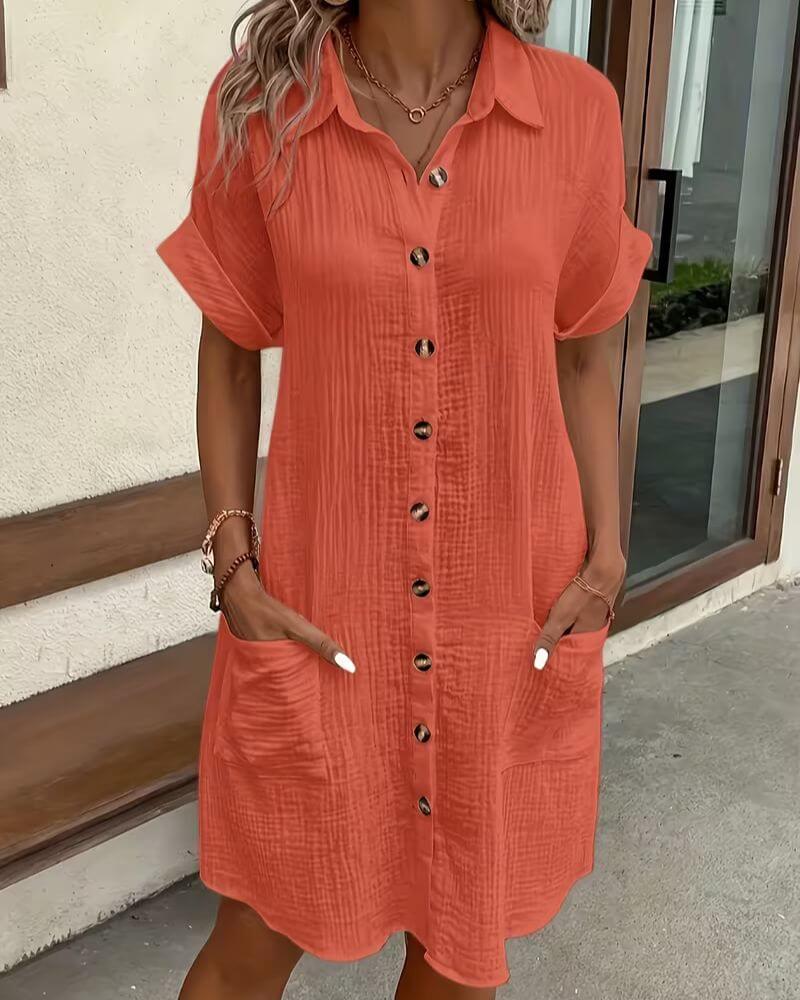 Laura™| Casual Button Down Summer Shirt Dress