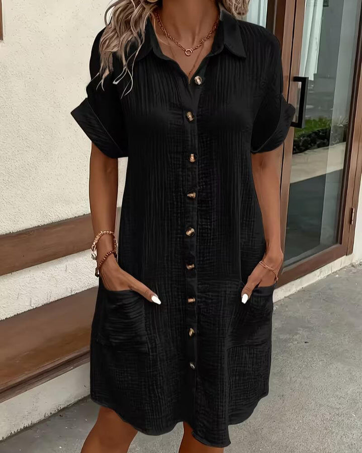 Laura™| Casual Button Down Summer Shirt Dress