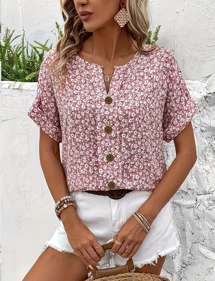 Madeline™| Floral Button-Up Summer Blouse
