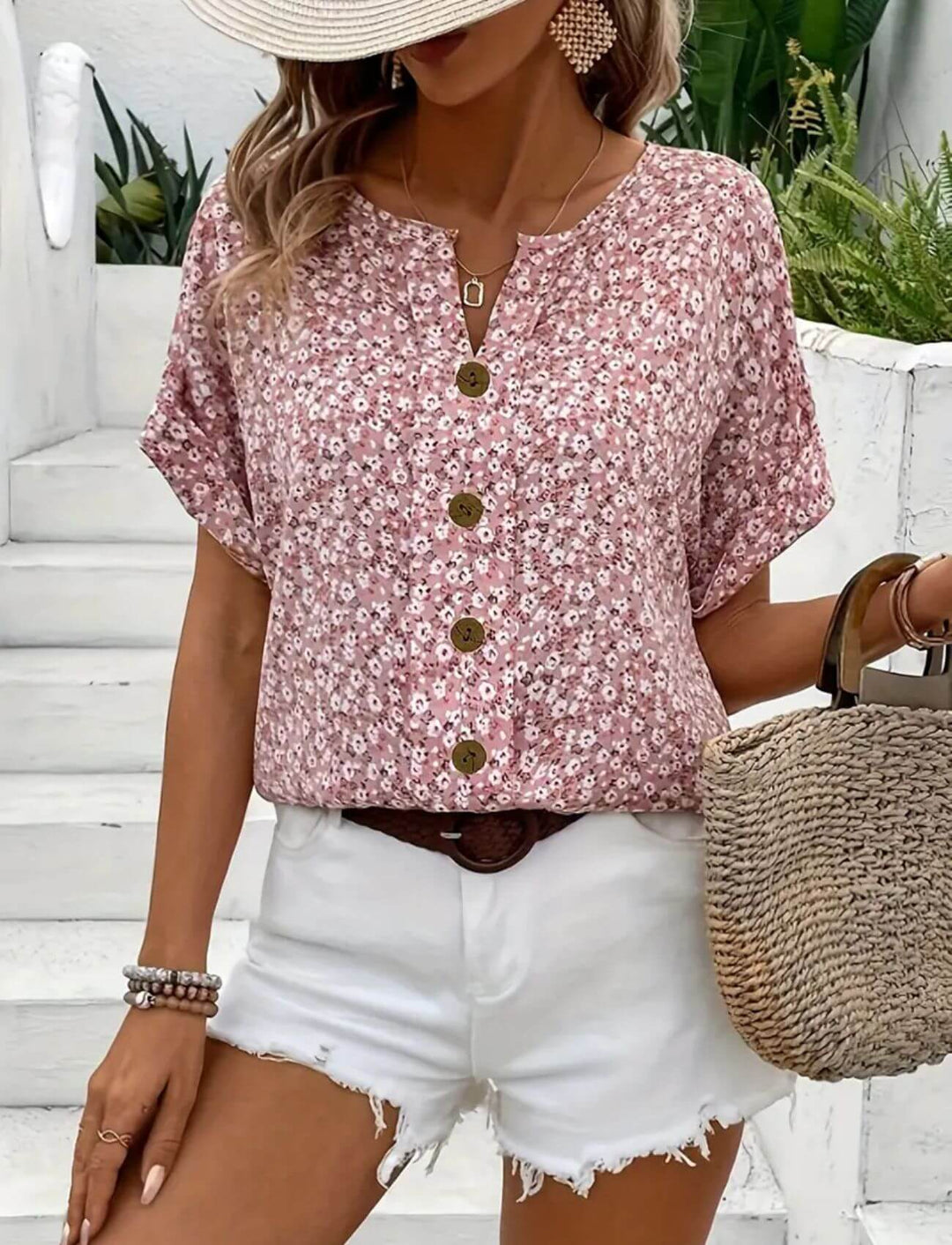 Madeline™| Floral Button-Up Summer Blouse