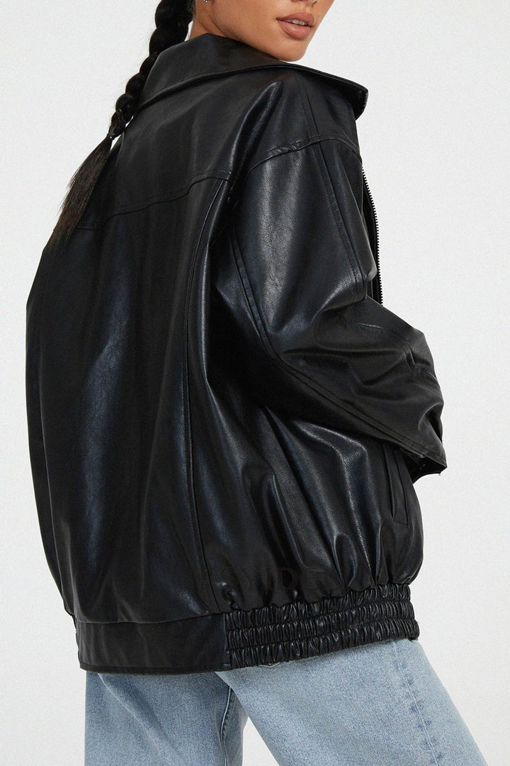 Celine | Retro solid PU jacket