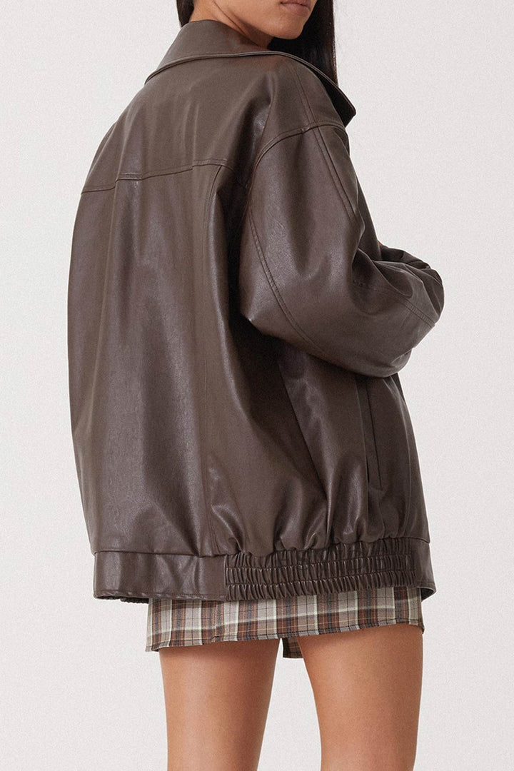 Celine | Retro solid PU jacket