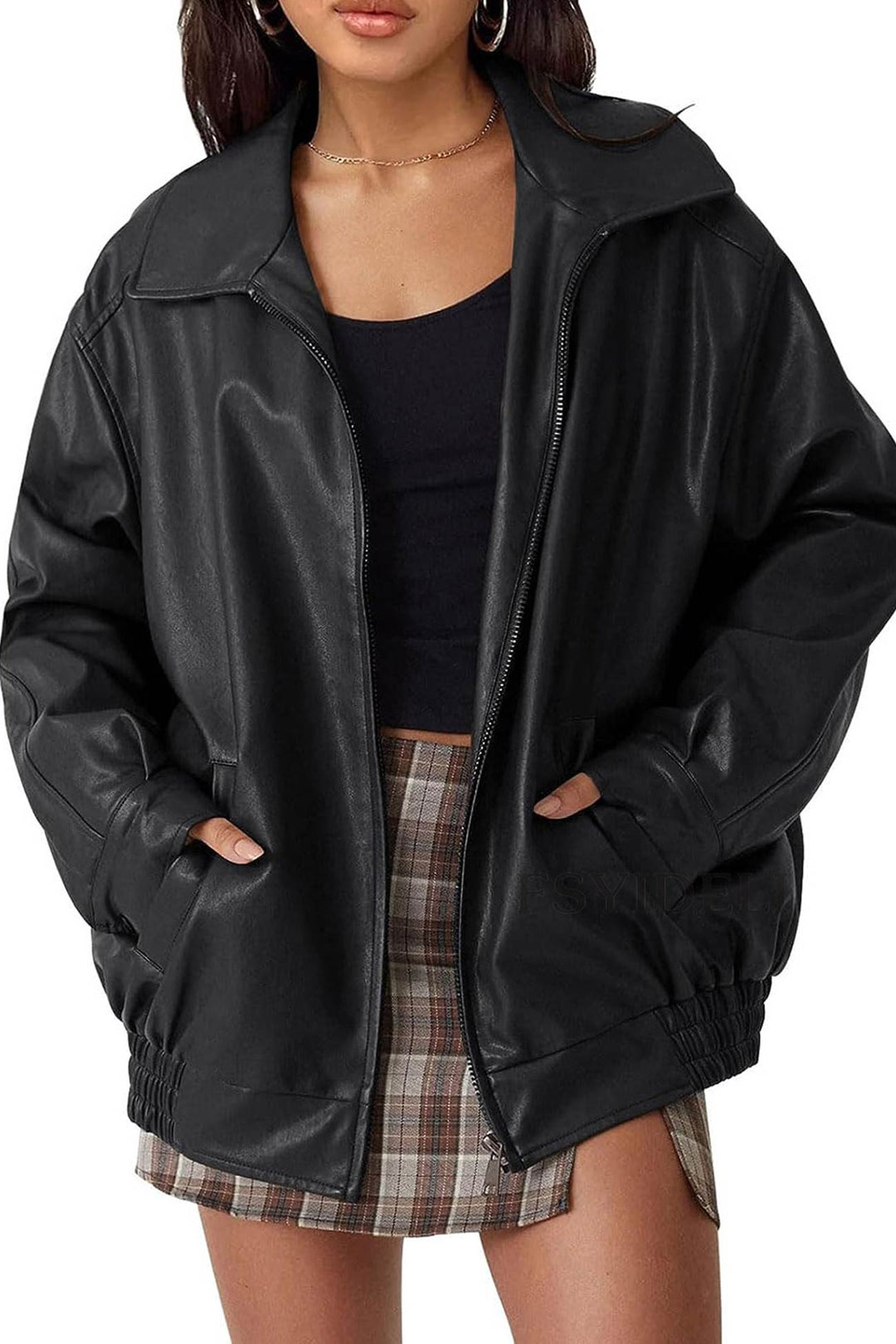 Celine | Retro solid PU jacket