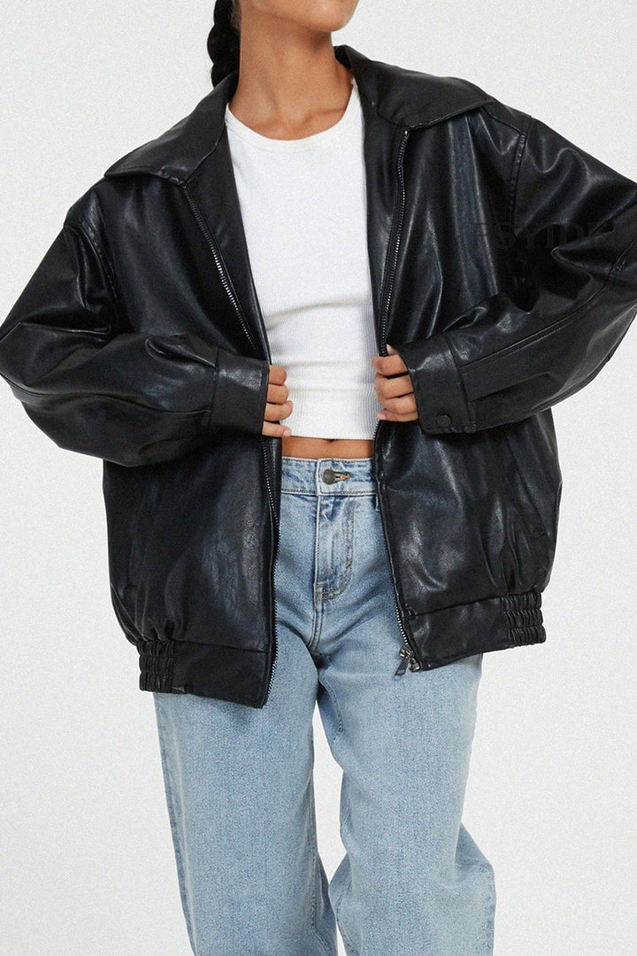 Celine | Retro solid PU jacket