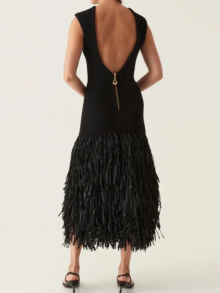 Helga® | Long dress with fringes