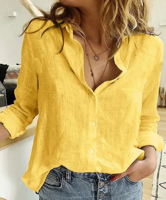 Rosa® | Elegant, Casual Women's Shirt With Long Sleeves Made Of Cotton And Linen