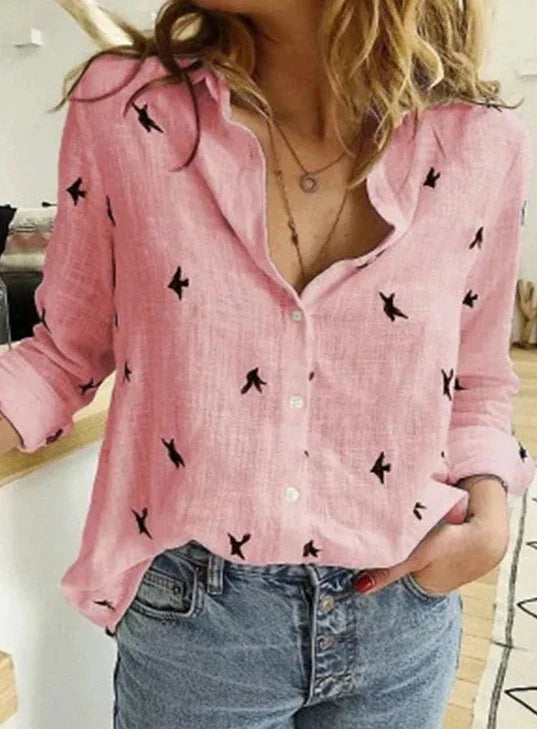 Rosa® | Elegant, Casual Women's Shirt With Long Sleeves Made Of Cotton And Linen
