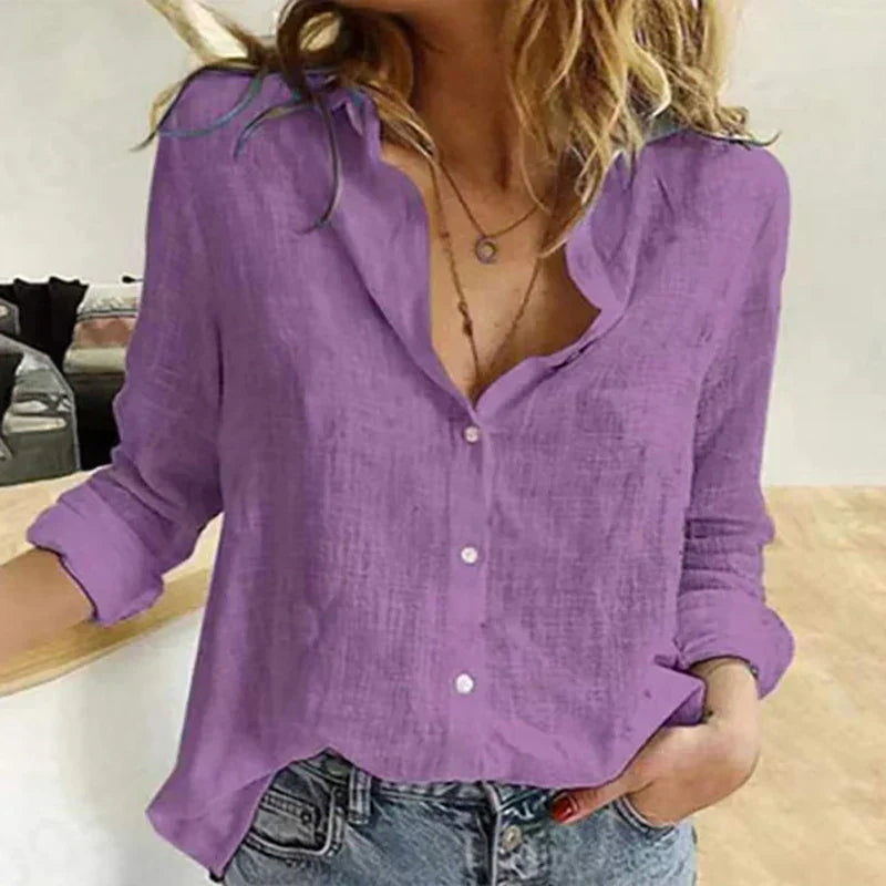 Rosa® | Elegant, Casual Women's Shirt With Long Sleeves Made Of Cotton And Linen