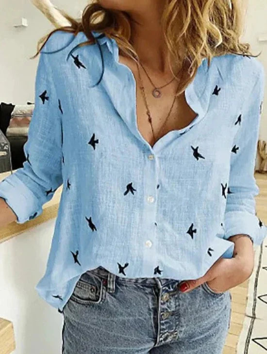 Rosa® | Elegant, Casual Women's Shirt With Long Sleeves Made Of Cotton And Linen