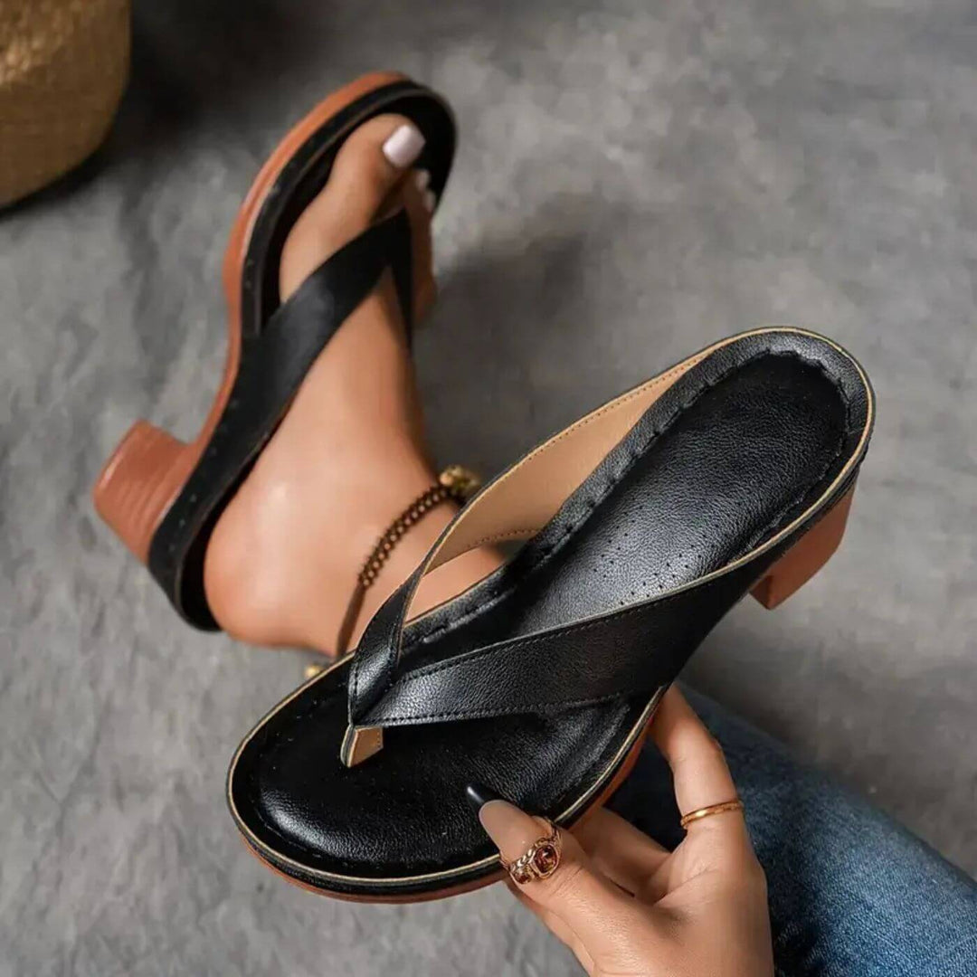 Samantha™| Comfortable Low Heel Flip Flop Sandals