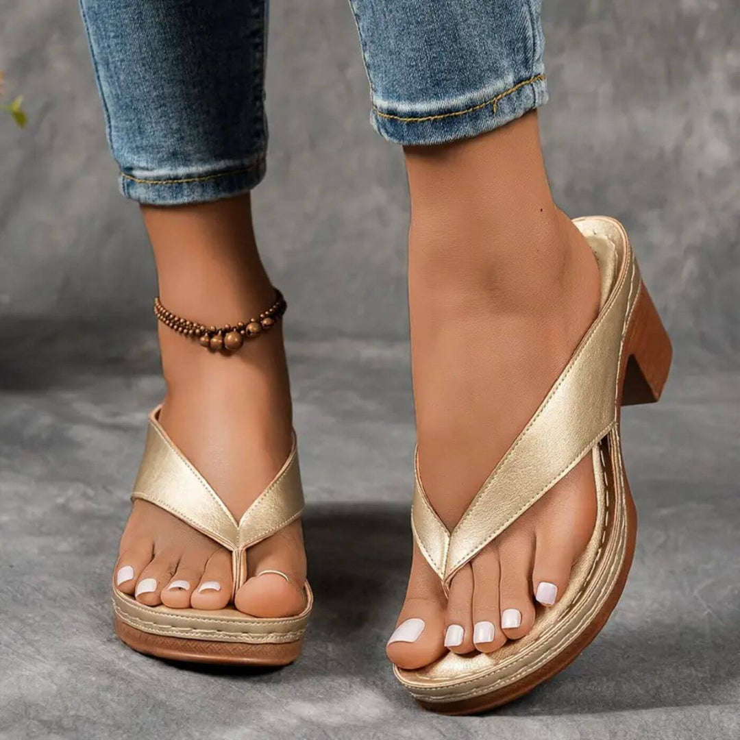 Samantha™| Comfortable Low Heel Flip Flop Sandals