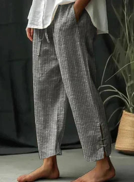 Regina® | Striped slit trousers with pockets and lacing