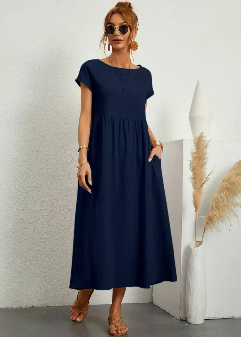 Stella™| Casual Flowy Midi Dress with Pockets – Lily & Hayes Charleston