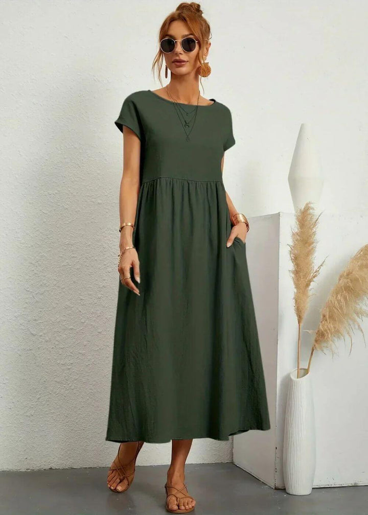 Stella™| Casual Flowy Midi Dress with Pockets