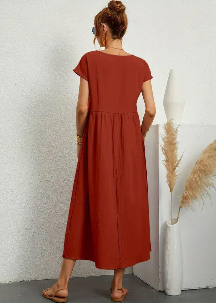 Stella™| Casual Flowy Midi Dress with Pockets