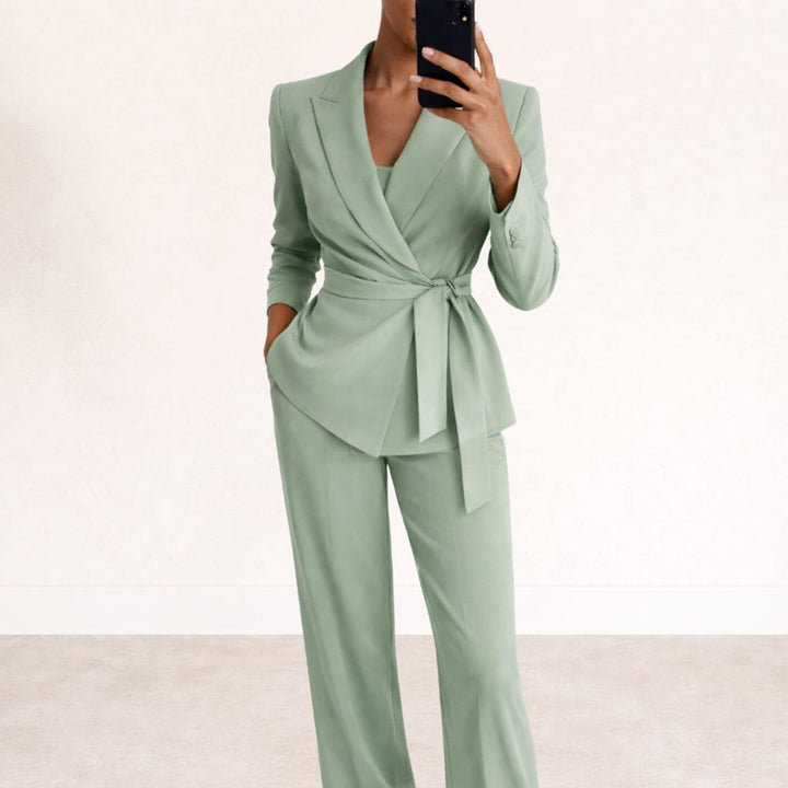 Tiffany™| Belted Blazer and Trousers Set