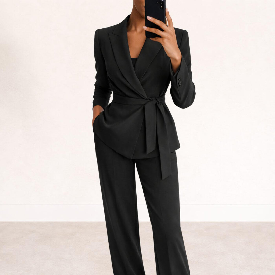 Tiffany™| Belted Blazer and Trousers Set