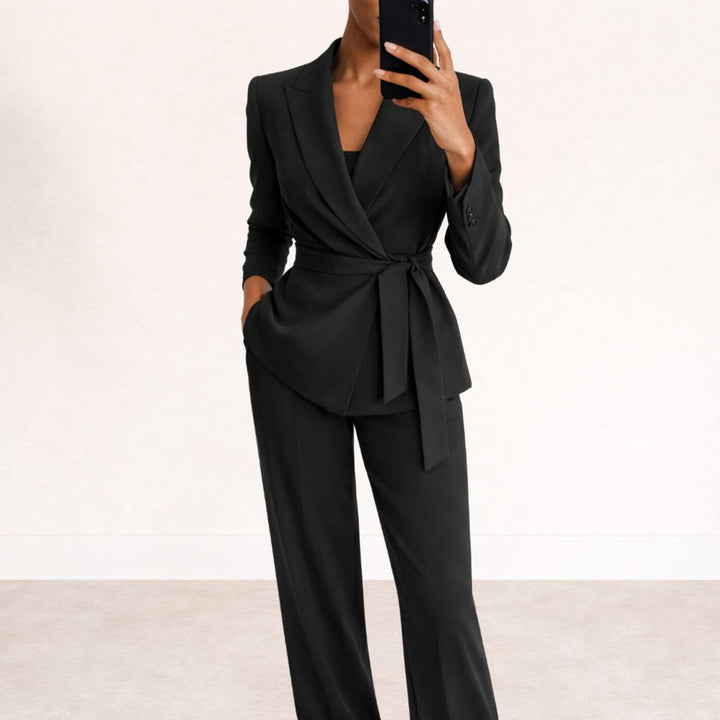 Tiffany™| Belted Blazer and Trousers Set