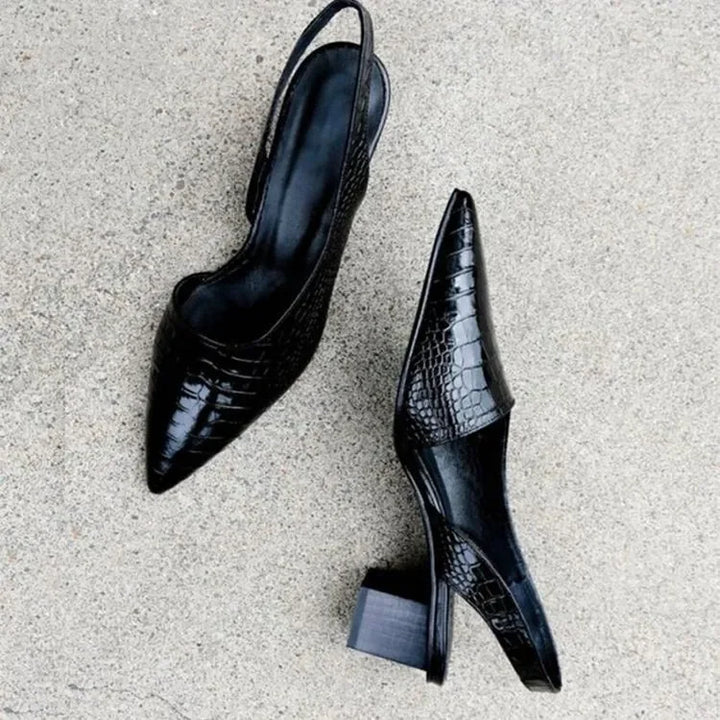 Magda® | Orthopedic Women'S Pumps With Block Heel And Crocodile Pattern
