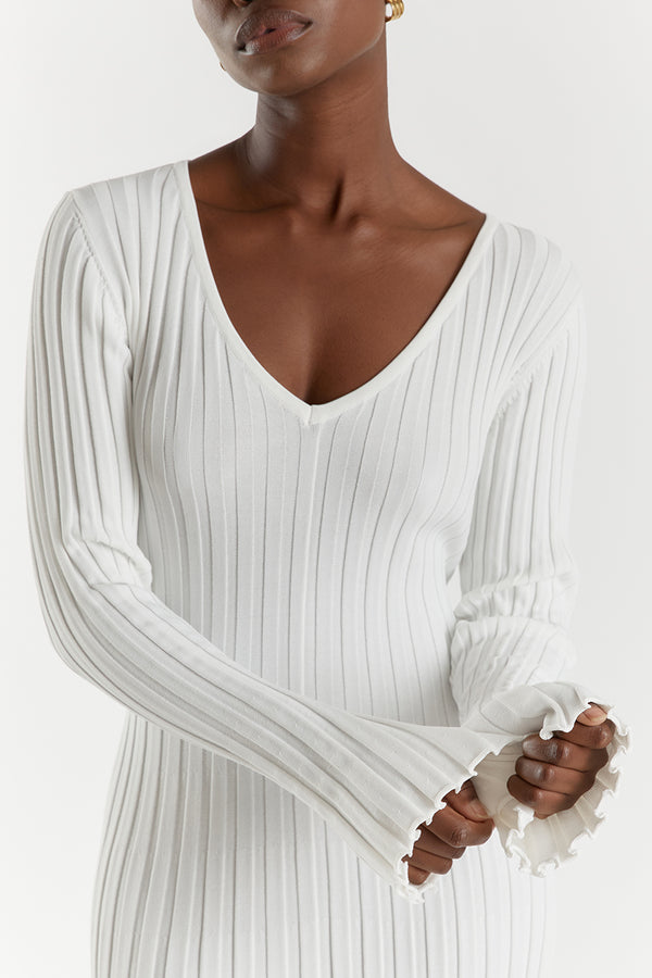 Luisa® | Knitted Midi Dress With V-Neck And Sleeves
